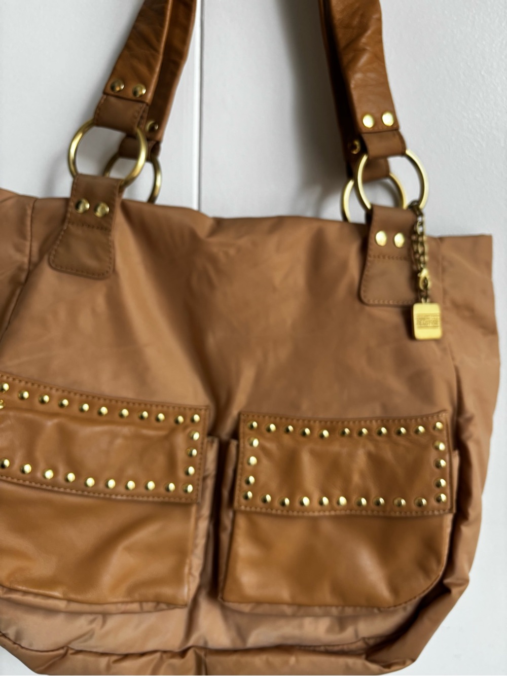 Kenneth Cole Tan Stud-Accent Tote Bag NWOT - Picture 6 of 15